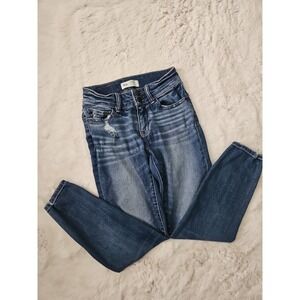 BKE Stella Mid Rise Ankle Skinny Jeans Sz 25 Distressed Raw Fray Hem Denim